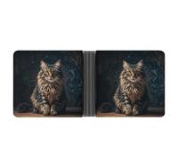 LYHVSFJW Slim Leather Wallet for Men - Poker Tournament Bifold Credit Card Holder with Money Clip & 6 ID Window, Cute and lovely cat, One Size, Modern
