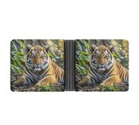LYHVSFJW Slim Leather Wallet for Men - Sit on The Floor Bifold Credit Card Holder with Money Clip & 6 ID Window, Big Tiger-1, One Size, Modern