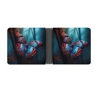 LYHVSFJW Slim Leather Wallet for Men - Space Themed Art Bifold Credit Card Holder with Money Clip & 6 ID Window, Butterfly, One Size, Modern