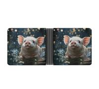 LYHVSFJW Slim Leather Wallet for Men - Swimming Pets Bifold Credit Card Holder with Money Clip & 6 ID Window, Swimming Pets, One Size, Modern