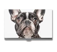 LYHVSFJW Slim Metal Business Card Holder - A French Bulldog Aluminum Alloy Card Case with Buckle Closure, Holds 20 Cards & Cash, Professional Credit Card Size ID Holder for Men Women Gift