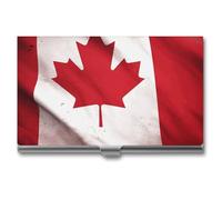 LYHVSFJW Slim Metal Business Card Holder - Red Dice Aluminum Alloy Card Case with Buckle Closure, Holds 20 Cards & Cash, Professional Credit Card Size ID Holder for Men Women Gift, Canadian flag, One