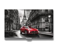 LYHVSFJW Slim Metal Business Card Holder - Rocky Mountain Range Aluminum Alloy Card Case with Buckle Closure, Holds 20 Cards & Cash, Professional Credit Card Size ID Holder for Men Women Gift, City