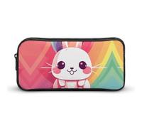 LYHVSFJW Smiling Bunny Pencil Pouch - Large Capacity Pencil Case Aesthetic Makeup Bag with Zipper Cute Pen Bags for Stationery, Art Supplies, Travel Essentials