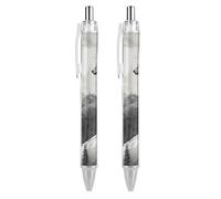 LYHVSFJW Snow Mountain Lone Wolf Ball Point Pen Retractable Black Ink Ballpoint Pens Super Soft Grip 0.5mm Ink Pen Medium Point Office Pens 2 PCS