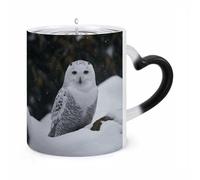 LYHVSFJW Snow Owl Color Changing Mugs Heat Sensitive Coffee Mug 11 Oz Novelty Ceramic Cup with Handle Magic Cups Temperature Changing Coffee Tumblers Funny Gifts for Women Men