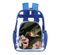 LYHVSFJW Spring Hummingbirds Transparent Bag Laptop Sleeve See Through Casual Backpack Large PVC Clear Backpacks, Blue, 43X32.5cm