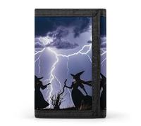 LYHVSFJW Striped Black Cherry TriFold Wallet with 8 Card Slots, Slim Zipper Coin Pocket, Divided Billfold for Men Women, Witch prayed, One Size, Modern