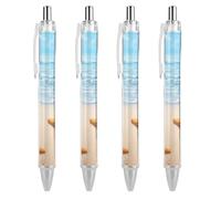 LYHVSFJW Summer Starfish Ball Point Pen Retractable Black Ink Ballpoint Pens Super Soft Grip 0.5mm Ink Pen Medium Point Office Pens 4 PCS