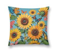 LYHVSFJW Sunflower Floral Butterflies Art Soft Cozy Throw Pillow Covers