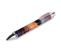 LYHVSFJW Sunset Dolphin Ball Point Pen Retractable Black Ink Ballpoint Pens Super Soft Grip 0.5mm Ink Pen Medium Point Office Pens 1 PCS