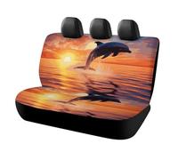 LYHVSFJW Sunset Dolphin Car Seat Cover Universal Rear Seat Protector Waterproof Automotive Seats Covers for Most Car Personalized Full Set Rear Bench Covers 47x23x30 Inch