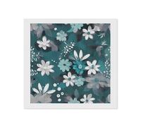 LYHVSFJW Teal Grey White Floral Diamond Art Kits for Adults Diamond Painting Kits for Beginners Diamonds Art Painting 5d DIY Full Drill Round Gem Arts Crafts Paintings for Home Wall Decor 12"x12"