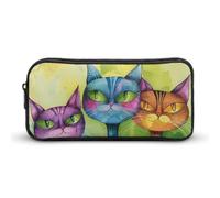 LYHVSFJW Three Cats Side by Side Pencil Pouch - Large Capacity Pencil Case Aesthetic Makeup Bag with Zipper Cute Pen Bags for Stationery, Art Supplies, Travel Essentials