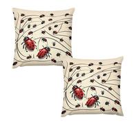 LYHVSFJW Throw Pillow Covers Set of 2 - Art Ladybug Double-Sided Square Decorative Pillow Cases for Couch, Bed, Sofa, Soft Plush Cushion Covers Without Insert 12 "x12