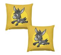 LYHVSFJW Throw Pillow Covers Set of 2 - Cartoon Donkey Image Double-Sided Square Decorative Pillow Cases for Couch, Bed, Sofa, Soft Plush Cushion Covers Without Insert 12 "x12