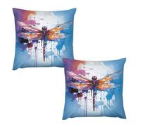 LYHVSFJW Throw Pillow Covers Set of 2 - Colorful Abstract Dragonfly Double-Sided Square Decorative Pillow Cases for Couch, Bed, Sofa, Soft Plush Cushion Covers Without Insert 18 "x18