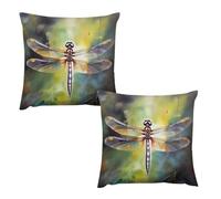 LYHVSFJW Throw Pillow Covers Set of 2 - Dragonfly Painting Double-Sided Square Decorative Pillow Cases for Couch, Bed, Sofa, Soft Plush Cushion Covers Without Insert 12 "x12