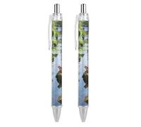 LYHVSFJW Tropical Rainforest Ball Point Pen Retractable Black Ink Ballpoint Pens Super Soft Grip 0.5mm Ink Pen Medium Point Office Pens 2 PCS