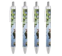 LYHVSFJW Tropical Rainforest Ball Point Pen Retractable Black Ink Ballpoint Pens Super Soft Grip 0.5mm Ink Pen Medium Point Office Pens 4 PCS