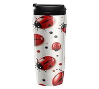 LYHVSFJW Tumbler Insulated Reusable Plastic Iced Coffee Cup with Lid Red Ladybug Double Walled Hot Coffee Travel Mug Gifts for Women Men BPA Free 12 Oz