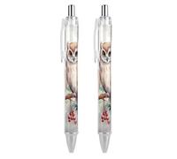 LYHVSFJW Two Owls on The Tree Ball Point Pen Retractable Black Ink Ballpoint Pens Super Soft Grip 0.5mm Ink Pen Medium Point Office Pens 2 PCS