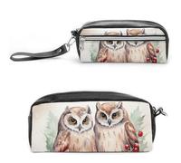 LYHVSFJW Two Owls on The Tree Pencil Case, Large Capacity Pencil Pouch with Zipper, Coin Pouch Cosmetic Bag Leather Pen Bag for Office Stationery Cosmetics