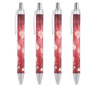 LYHVSFJW Valentine's Day Love Heart Ball Point Pen Retractable Black Ink Ballpoint Pens Super Soft Grip 0.5mm Ink Pen Medium Point Office Pens 4 PCS