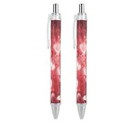 LYHVSFJW Valentine's Day Love Heart Ball Point Pen Retractable Black Ink Ballpoint Pens Super Soft Grip 0.5mm Ink Pen Medium Point Office Pens 2 PCS