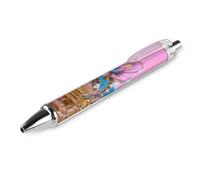 LYHVSFJW Vapor Mechanical Flower Ball Point Pen Retractable Black Ink Ballpoint Pens Super Soft Grip 0.5mm Ink Pen Medium Point Office Pens 1 PCS