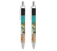LYHVSFJW Vintage Ocean Turtle Starfish Ball Point Pen Retractable Black Ink Ballpoint Pens Super Soft Grip 0.5mm Ink Pen Medium Point Office Pens 2 PCS