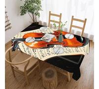 LYHVSFJW Violin Sheet Music Rectangle Tablecloth Waterproof Polyester Farmhouse Table Cloth Stain and Wrinkle Resistant Washable Decorative Table Cover for Dining, Party and Camping 55"x70"