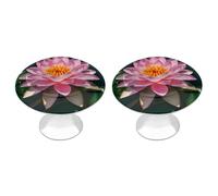 LYHVSFJW Water Lily Cabinet Knobs 2 Pack Drawer Pulls Decorative Stainless Steel Dresser Knobs with 2 Screw Bathroom Furniture Hardware for Kitchen, Door & Drawer, Wardrobe, Cupboard