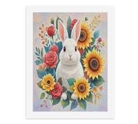 LYHVSFJW Watercolor Rabbit And Flowers Paint by Numbers for Adults Beginner DIY Painting Kit with HD Canvas & Acrylic Paints, Complete Crafts Set for Home Decor, Gifts, Stress Relief 40x30cm
