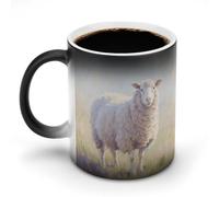 LYHVSFJW Watercolor Sheep Heat Changing Coffee Mug Novelty Ceramic Coffee Mug Tea Cup Personalized Magic Cup Sublimation Mugs for Hot And Cold Beverage, Home, Office, Party 11oz