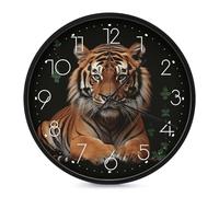 LYHVSFJW with Tiger and Paws Wall Clock Silent Non-Ticking Analog Clocks Modern Round Decorative Digital Clock for Living Room Bathroom Kitchen Classroom Bedroom Office 10 Inch White