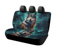 LYHVSFJW Wolf Under The Starry Sky Car Seat Cover Universal Rear Seat Protector Waterproof Automotive Seats Covers for Most Car Personalized Full Set Rear Bench Covers 47x23x30 Inch