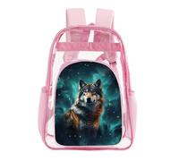 LYHVSFJW Wolf Under The Starry Sky Transparent Bag Laptop Sleeve See Through Casual Backpack Large PVC Clear Backpacks, Pink, 43X32.5cm