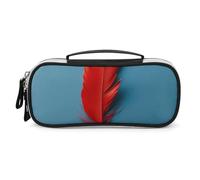 LYHVSFZQ Makeup Bag Makeup Organizer Travel A Red Feather Printed Makeup Bag With Double Zip Handles Cosmetic Bag, style, One Size, Makeup Bag