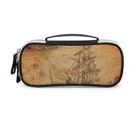 LYHVSFZQ Makeup Bag Makeup Organizer Travel Ship And Compass Printed Makeup Bag With Double Zip Handles Cosmetic Bag, style, One Size, Makeup Bag