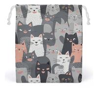 LYHVSFZQ Storage Bags Makeup Bag Cute Funny Grey Cats Pattern Printed Toy Bag Reusable Bags Toiletry Organizer Multi Purpose Home Travel Pouch, style, 20*25cm, Contemporary