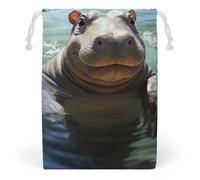 LYHVSFZQ Storage Bags Makeup Bag Toy Bag Reusable Bags Toiletry Cute Hippos Printed Organizer Multi Purpose Foldable Ditty Bag Travel Pouch, style, 12*18cm, Contemporary