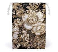 LYHVSFZQ Storage Bags Makeup Bag Toy Bag Reusable Bags Toiletry Gold Leaf Flowers Printed Organizer Multi Purpose Foldable Ditty Bag Travel Pouch, style, 12*18cm, Contemporary