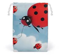 LYHVSFZQ Storage Bags Makeup Bag Toy Bag Reusable Bags Toiletry Ladybug And Cloud Printed Organizer Multi Purpose Foldable Ditty Bag Travel Pouch, style, 12*18cm, Contemporary