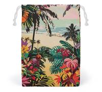 LYHVSFZQ Storage Bags Makeup Bag Toy Bag Reusable Bags Toiletry Tropical Floral Pattern Printed Organizer Multi Purpose Foldable Ditty Bag Travel Pouch, style, 12*18cm, Contemporary