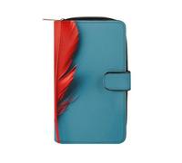 LYHVSFZQ Wallet for Men Coin Purse Card Case with Zipper A Red Feather Printed Wallet for Daily Use And Holiday Gifts, style, 19.7x11x3.5cm