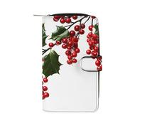 LYHVSFZQ Wallet for Men Coin Purse Card Case with Zipper Holly Berry Branches Printed Wallet for Daily Use And Holiday Gifts, style, 19.7x11x3.5cm