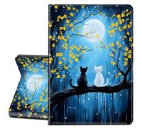 LYHXLYJH Case for Microsoft Surface Pro X/Pro X Plus 13" 2024/2021/2020/2019 Tablet-Slim PU Leather Adjustable Stand Smart Cover,Black and White Cats Enjoy The Moon