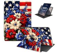 LYHXLYJH Case for Samsung Galaxy Tab A11 8.7 Inch 2025,360 Degree Rotating Smart Cover Case with S Pen Holder & Auto Sleep/Wake-Red White and Blue Flower Flags