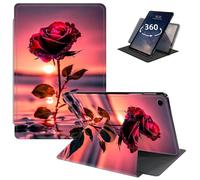 LYHXLYJH Case for Samsung Galaxy Tab A11 8.7 Inch 2025,360 Degree Rotating Smart Cover Case with S Pen Holder & Auto Sleep/Wake-Sunset Red Rose